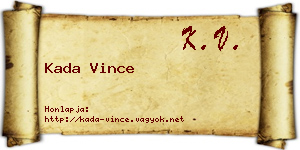 Kada Vince névjegykártya